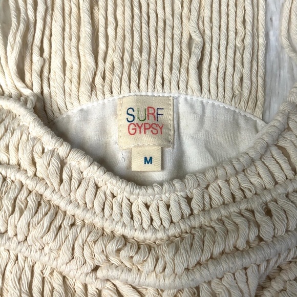 Surf Gypsy Crochet Macrame Fringe Tank Top Medium - Picture 5 of 12